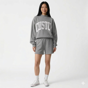 ชุดเซ็ตเสื้อคอเต่าและกางเกงขาสั้นสำหรับผู้หญิงในฤดูหนาว ดีไซน์เนื้อผ้านุ่มสบาย ทรงสวยสมดุล ช่วยเสริมสร้างรูปร่างอย่างอ่อนโยน - Product Image 1