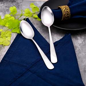 Majestic <b>Set</b> of 2 <b>Silver</b> Stainless Steel Spoons with Long Handle for Serving Dinner <b>Tea</b> More! - Product Image 1