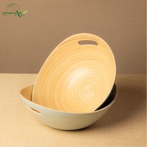 Bol en bambou tissé artisanal avec poignée ergonomique, écologique, compatible lave-vaisselle, décoration et service pour la maison - Product Image 5