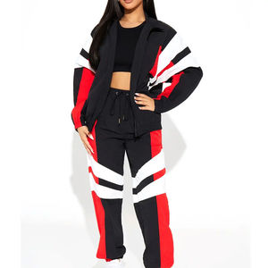 Ensemble de survêtement coupe-vent de luxe pour femme, deux pièces, personnalisé, idéal pour le jogging, vente en gros - Product Image 1