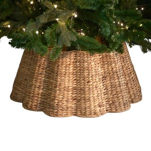 Eco Friendly Water Hyacinth Woven <b>Christmas</b> <b>Tree</b> Collar Handmade <b>Tree</b> <b>Base</b> Basket Cover Home Decor - Product Image 4