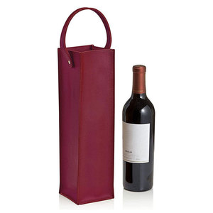 Porte-bouteille de vin en cuir bordeaux, pliable, réutilisable, fait main, résistant à l'eau, cadeau pour pique-nique ou fête - Product Image 1