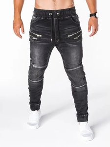 Jeans décontractés slim en denim délavé pour hommes, coupe droite, vente en gros d'été, personnalisables pour usine de mode - Product Image 2