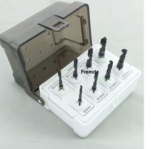 ชุดดอกสว่านสำหรับปลูกถ่ายฟัน 8 ชิ้น เคลือบไทเทเนียมสีดำ ผลิตจากเหล็กกล้าไร้สนิมคุณภาพสูง ได้รับการรับรองมาตรฐาน CE - Product Image 2