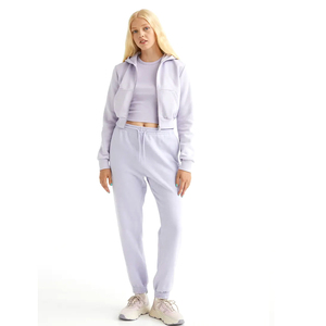 Sudadera con Capucha Corta de Lona Hecha a Medida para Mujer, Transpirable, Diseño de Hombros Caídos, Cuello con Capucha, Logotipo Frontal, Estilo Casual para Otoño - Product Image 1