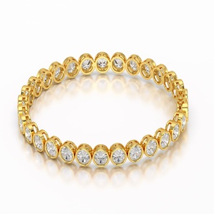 Bracelet tennis en argent 925 avec diamants de laboratoire pour femme, ovales VVS VS, 15 grammes, couleur DEF, plaqué rhodium, bijoux de luxe en gros - Product Image 4