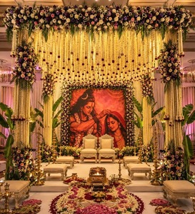 Guirlande florale suspendue pour mariage, en tissu, avec fleurs artificielles, pour entrée, scène, décoration d'événements, style indien classique - Product Image 2