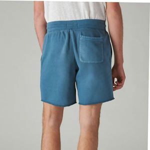 Customized Men's Light Blue Cotton <b>Shorts</b> With Drawstring Waist And Front Logo Casual Knitted <b>Shorts</b> - Product Image 5