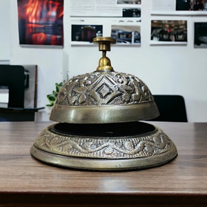 Campana de Escritorio de Metal Oscuro, Decoración de Oficina, Elegante, Chapada en Oro, Estilo Art Deco, Accesorio Ligero para Escritorio, Recepción, Hotel, Oficina - Product Image 3