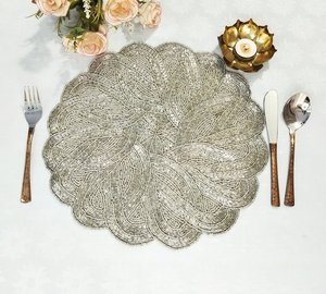 Elegant <b>Beaded</b> Embroidered <b>Placemats</b> Handmade Premium Table Mats for Dining Table Wedding Reception Party and Home Interior - Product Image 5