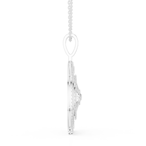 Collier pendentif boussole de luxe en or blanc 14 carats avec diamant de laboratoire, design roue nautique en or blanc - Product Image 2