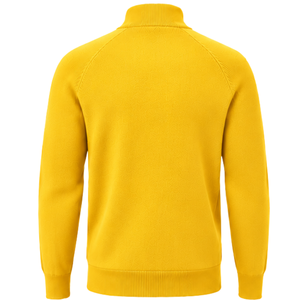 Cardigan tricoté pour homme à col montant zippé, manches longues, poignets et ourlet côtelés, jaune, avec poche latérale, coupe classique - Product Image 2
