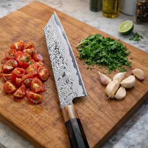 Cuchillo de Chef LEGACY BLADES de Calidad Premium, Acero de Damasco, Hecho a Mano, Mango de Madera, Ambidiestro, Cuchillo de Cocina Moderno - Product Image 6