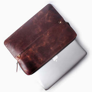 Housse pour ordinateur portable en cuir véritable, motif imprimé, personnalisable avec logo, pour voyages d'affaires, luxe - Product Image 4