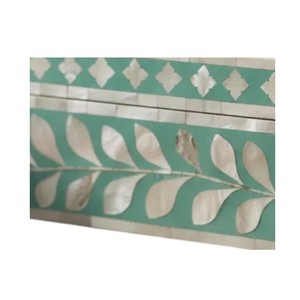 Caja de pañuelos rectangular de alta gama con incrustaciones de nácar y madera hecha a mano para decoración del hogar - Product Image 4