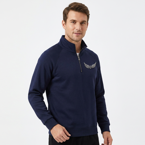 Sweat-shirt polaire bleu marine pour homme, coupe ample, col montant, décontracté, pour l'automne, uni, numérique, écologique, respirant - Product Image 6
