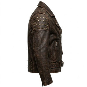 Comfortable Men <b>Rhinestone</b> Winter Leather <b>Jacket</b> Motorcycle Biker Zip Closure Turn Down Collar Fashion Coat - Product Image 4