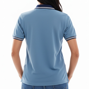 Chemise décontractée en maille pour femme, 220 grammes, coupe régulière, couleur unie, logo brodé personnalisé, en polyester/coton, OEM/ODM - Product Image 2
