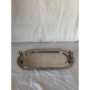 <b>Mirror</b> Polish Metal Serving Tray With Handles Oval Shape Dishwasher Safe Eco Friendly Trays Stainless Steel Modern Tray Decor - Product Image 1