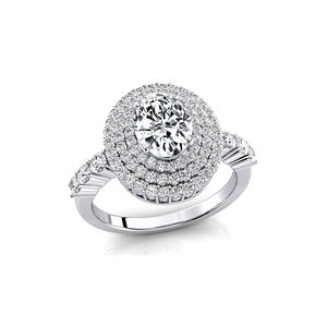 แหวนเพชรเม็ดเดี่ยวทรงรี 1 กะรัต ทองคำขาว 14K 18K ประดับเพชร CVD ข้างสามชั้น หรูหรา ได้รับการรับรองจาก IGI - Product Image 2