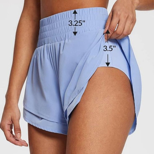 Shorts plissés sportifs pour femmes, couleur unie, taille élastique, cordon de serrage, respirant, mini-jupe, bleu marine, spandex, polyester - Product Image 4