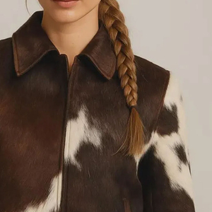 Dernière Collection : Veste d'Hiver Matelassée en Cuir de Vachette Véritable et Cheveux Naturels pour Femme – Tendance, Écologique, Respirante et de Haute Qualité - Product Image 3