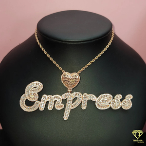 <b>Custom</b> " Sammy " <b>Name</b> Pendant <b>Necklace</b> Gold Iced Out Lab Grown Diamond Heart Hip Hop Jewelry Gift - Product Image 1