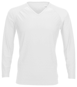 T-shirt en coton blanc à col en V pour homme, coupe classique, décontracté, tricoté, couleur unie - Product Image 2