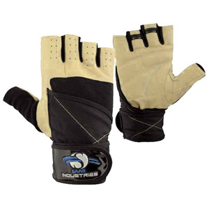 Durable Leather Weightlifting Gloves with Wrist Wrap Support Anti <b>Slip</b> Workout Gloves for Cross Training Bodybuilding - Product Image 4