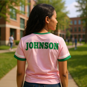 DESCUENTO Camiseta Deportiva Personalizada AKA Jersey, Color Rosa Claro, Cuello en V, Manga Corta, Ropa Deportiva Griega, Camiseta del Equipo AKA - Product Image 6