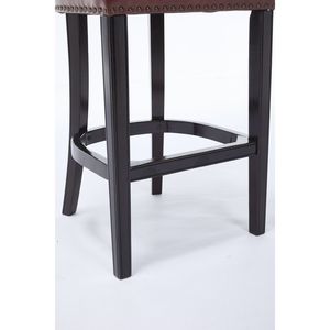 Set di 2 sgabelli da bar in legno e pelle marrone, altezza seduta 29,5 cm, 2 pezzi - Product Image 5