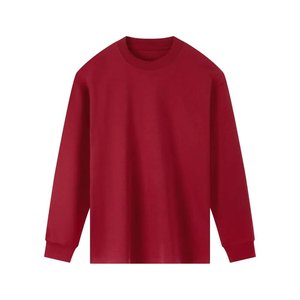 T-shirt décontracté tricoté à manches longues et col rond pour homme, coupe classique, couleur unie, pull teint uni - Product Image 1