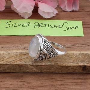 Vintage Moonstone <b>Ring</b> for Women <b>Silver</b> Rainbow Moonstone Celestial Jewelry Boho Style Blue Flash Moonstone Statement <b>Ring</b> - Product Image 2
