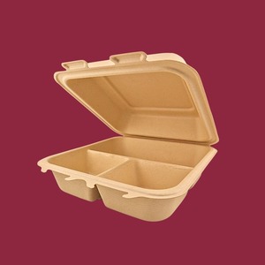 Contenedor de Alimentos Desechable Ecológico y Biodegradable Oceanic Global Premium, Moldeado en Pulpa, 8x8, 3CP, Tipo Concha, para Servicio - Product Image 1