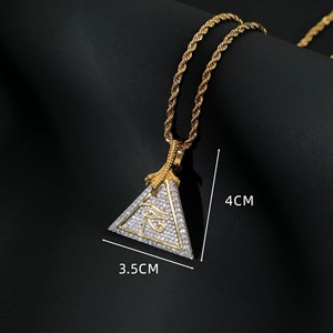 จี้รูปปิรามิดชุบทอง 18K ประดับเพชรโมอิสซาไนต์ลายดวงตาแห่งฮอรัส สไตล์ฮิปฮอป เครื่องประดับแร็ปเปอร์สุดหรูสำหรับผู้ชาย - Product Image 5