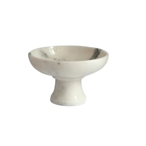 Bol à fruits en marbre noir sur trois pieds, en pierre naturelle, bol de luxe sur piédestal, centre de table pour la décoration de la maison et des hôtels - Product Image 2