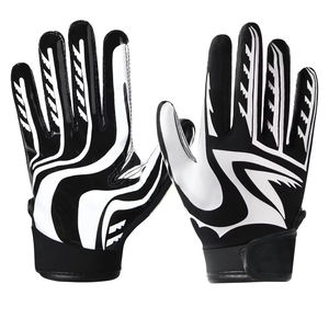 Guantes de Fútbol Americano Personalizados al por Mayor con su Logotipo Impreso, de Poliéster Transpirable, Antideslizantes, con Gancho y Bucle en la Palma para Receptor - Product Image 1