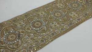 Ribete Decorativo de Encaje de Organza Bordado de Alta Calidad, Tamaño Jumbo, Soluble en Agua, con Espejo, para Prendas y Saris - Product Image 4