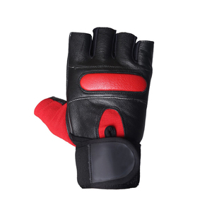 Gants de musculation demi-doigts avec paume en cuir absorbant les chocs - Product Image 2