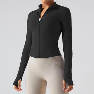 Custom Logo Lightweight Breathable Plus Size Athletic Fitness <b>Yoga</b> Top Long Sleeve Zipped <b>Jacket</b> Women Four-Way Stretch Sports - Product Image 1