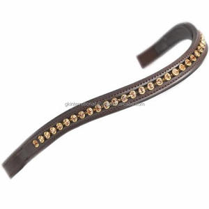 Forma de onda hecha a mano canal vacío cuero caballo ceja banda incrustaciones Aqua cristales diamantes de imitación Blin cadena brida ceja banda - Product Image 2