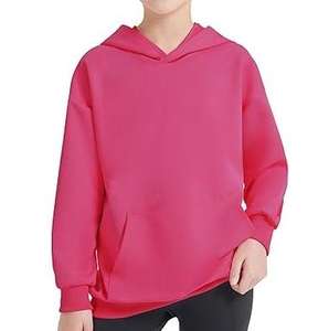 เสื้อฮู้ดเด็กผู้หญิงสีชมพูแบบขายส่ง ผ้าฝ้ายเฟรนช์เทอร์รี่เนื้อนุ่ม ระบายอากาศได้ดี - Product Image 1