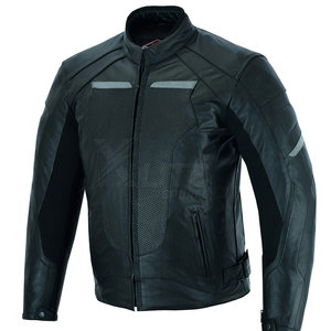 Veste de moto élégante, confortable et respirante pour homme, en cuir résistant, imperméable, coupe-vent, avec rembourrage de sécurité et fermeture éclair réglable - Product Image 2