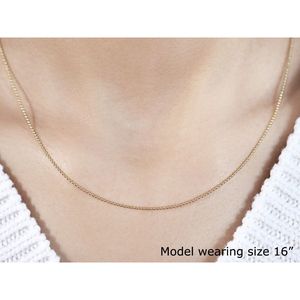 Collana con Catena Sottile in Oro Giallo 14k, Catena a Sfere da 1,0mm - Product Image 4