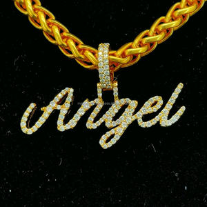 เครื่องประดับแร็ปเปอร์925ผู้ชายจี้เพชรเพชรโมอิสเงินแท้จี้หัวใจแบบกำหนดชื่อได้เองจี้ตัวอักษร - Product Image 1