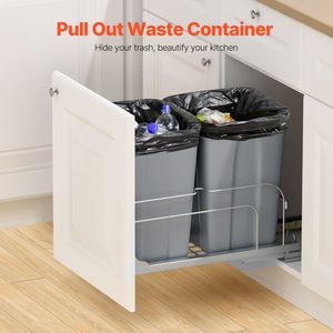 Set di contenitori per rifiuti da cucina a doppio scomparto da 27 QT con capacità intelligente di 30L e kit porta per bidone della spazzatura resistente - Product Image 2