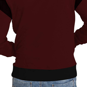Sweat-shirt à capuche pour homme, coupe classique, tricoté, décontracté, avec poche, color-block, pour l'automne - Product Image 2