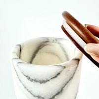 Bocal en marbre hermétique avec couvercle en bois, de qualité alimentaire, pour la cuisine et la salle de bain, idéal pour le stockage de grains de café, de sucre et d'épices, couleur unique