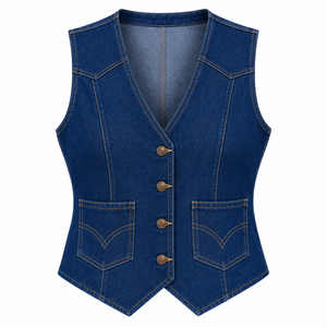 Chaleco Deportivo de Mezclilla Active Performance con Logotipo Personalizado, Sin Mangas, Elástico, Absorbente de Sudor, para Mujer - Product Image 1