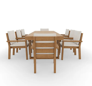 ชุดโต๊ะรับประทานอาหารกลางแจ้งไม้สักแท้ 8 ที่นั่ง สไตล์โมเดิร์นมินิมอล สำหรับสวน ลานบ้าน รีสอร์ท วิลล่า โรงแรม - Product Image 5